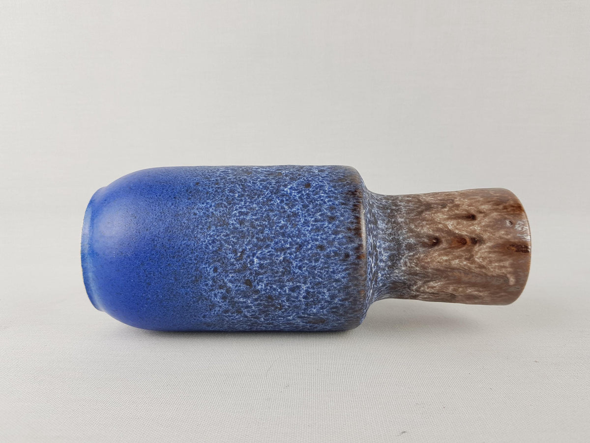 Vintage STEULER KERAMIK Blue and Brown Fat Lava Vase 142-20 West German Pottery 1960s
