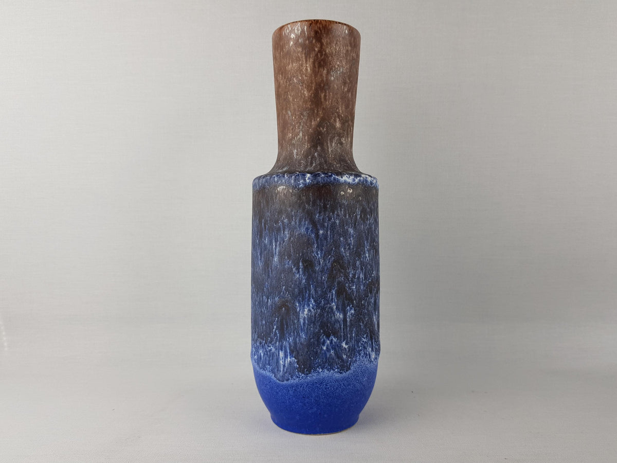Vintage STEULER KERAMIK Blue and Brown Fat Lava Vase 142-30 West German Pottery 1960s