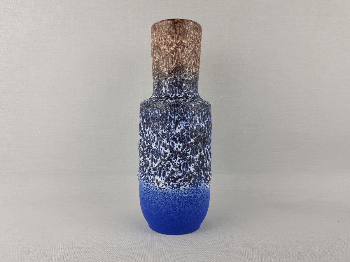 Vintage STEULER KERAMIK Blue and Brown Fat Lava Vase 142-25 West German Pottery 1960s