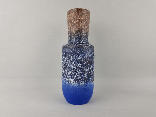 Vintage STEULER KERAMIK Blue and Brown Fat Lava Vase 142-25 West German Pottery 1960s