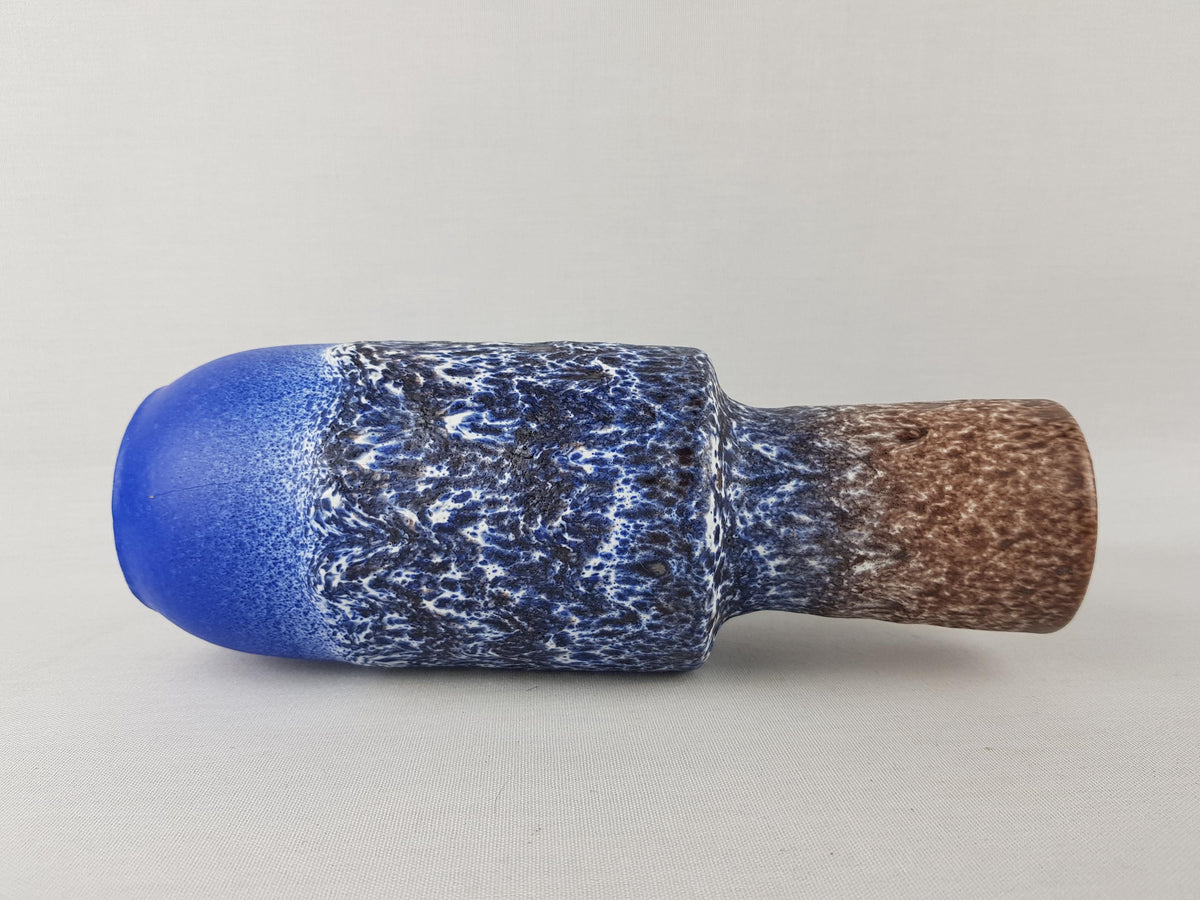 Vintage STEULER KERAMIK Blue and Brown Fat Lava Vase 142-25 West German Pottery 1960s