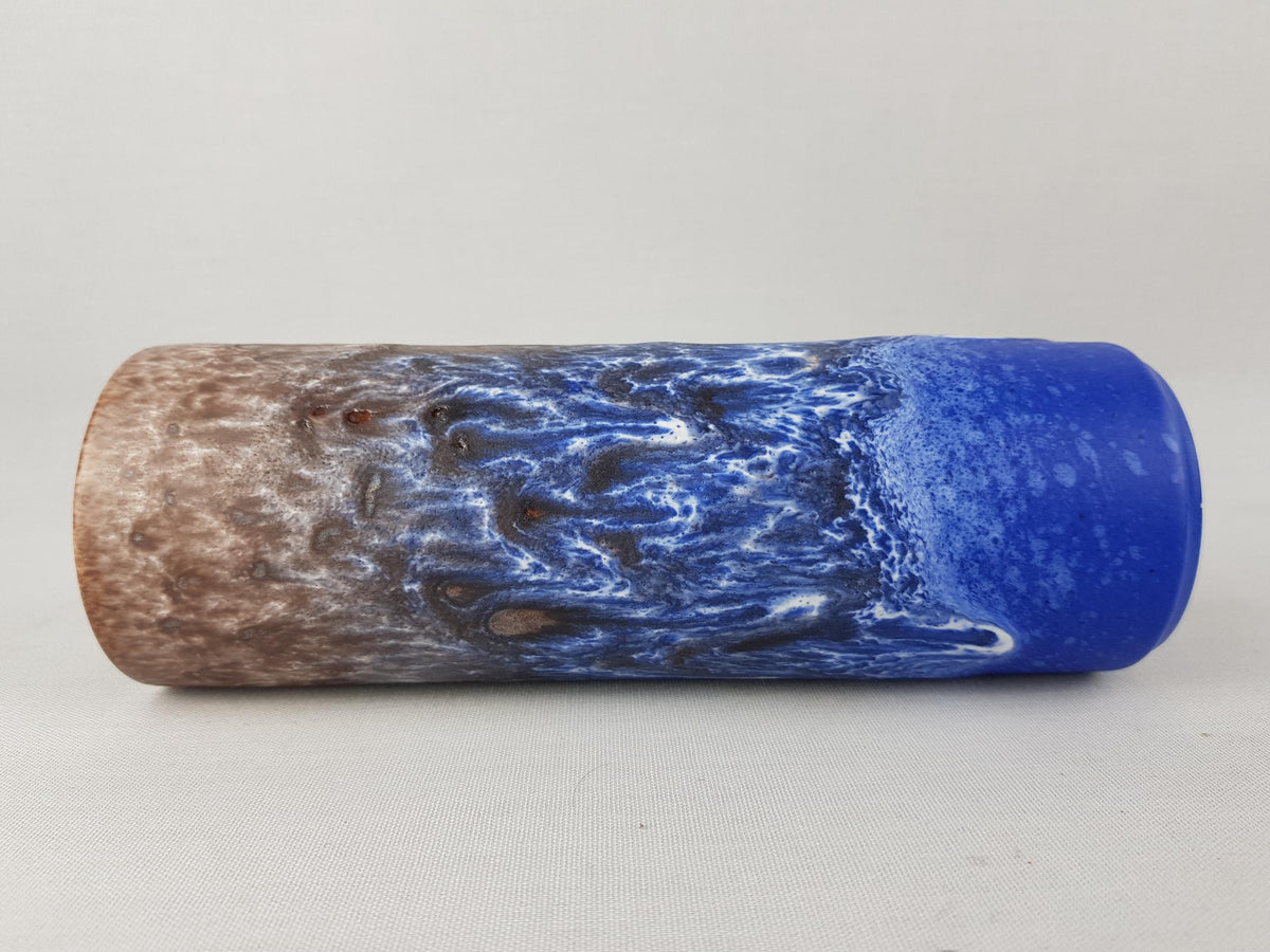 Vintage STEULER KERAMIK Blue and Brown Fat Lava Vase 4219/0 West German Pottery 1970s