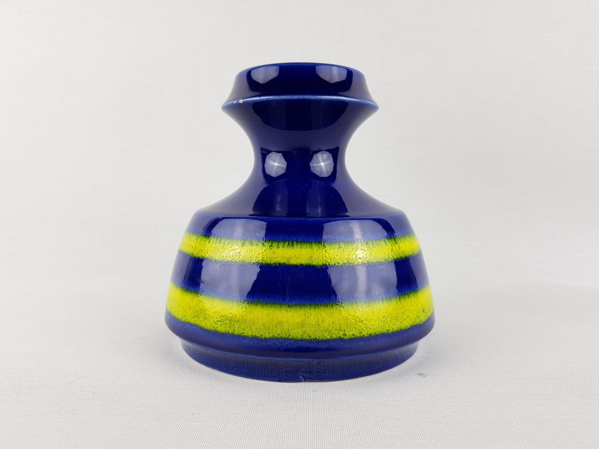 Vintage STEULER KERAMIK Blue and Yellow Vase 319-15 West German Pottery 1960s