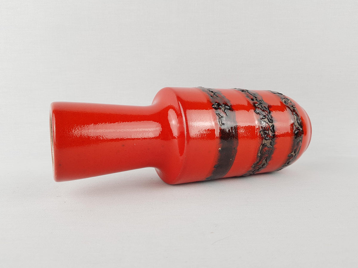 Vintage STEULER KERAMIK Red Vase 142-25 West German Pottery 1960s