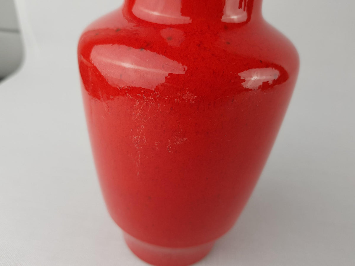 Vintage STEULER KERAMIK Red Vase 157-20 West German Pottery 1960s
