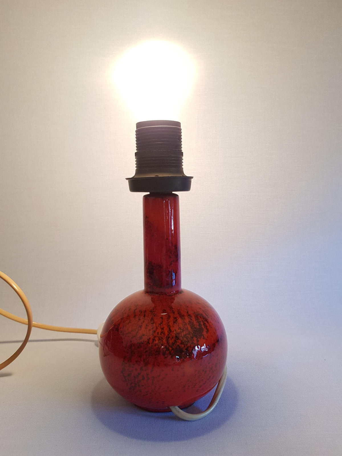 Vintage RUSCHA KERAMIK Red Orange Table Lamp West German Pottery 1960-70s