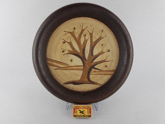 Vintage SGRAFO MODERN Beige and Brown Wall Plaque with Fall Season Decor West Germany 1970s