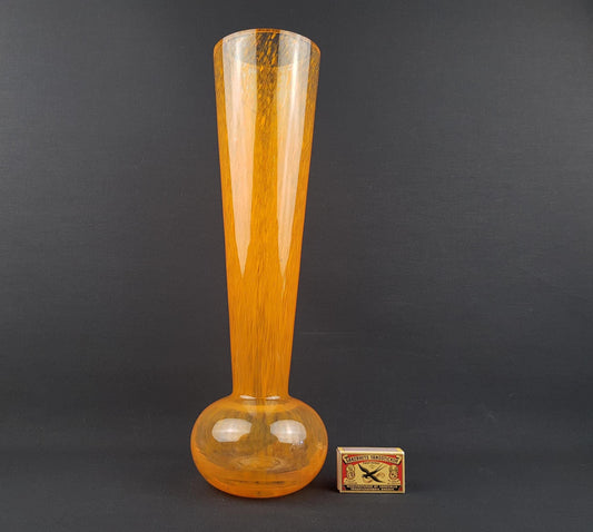 Large Vintage Orange Glass Vase Probably Czech or German (Warnecke Style)