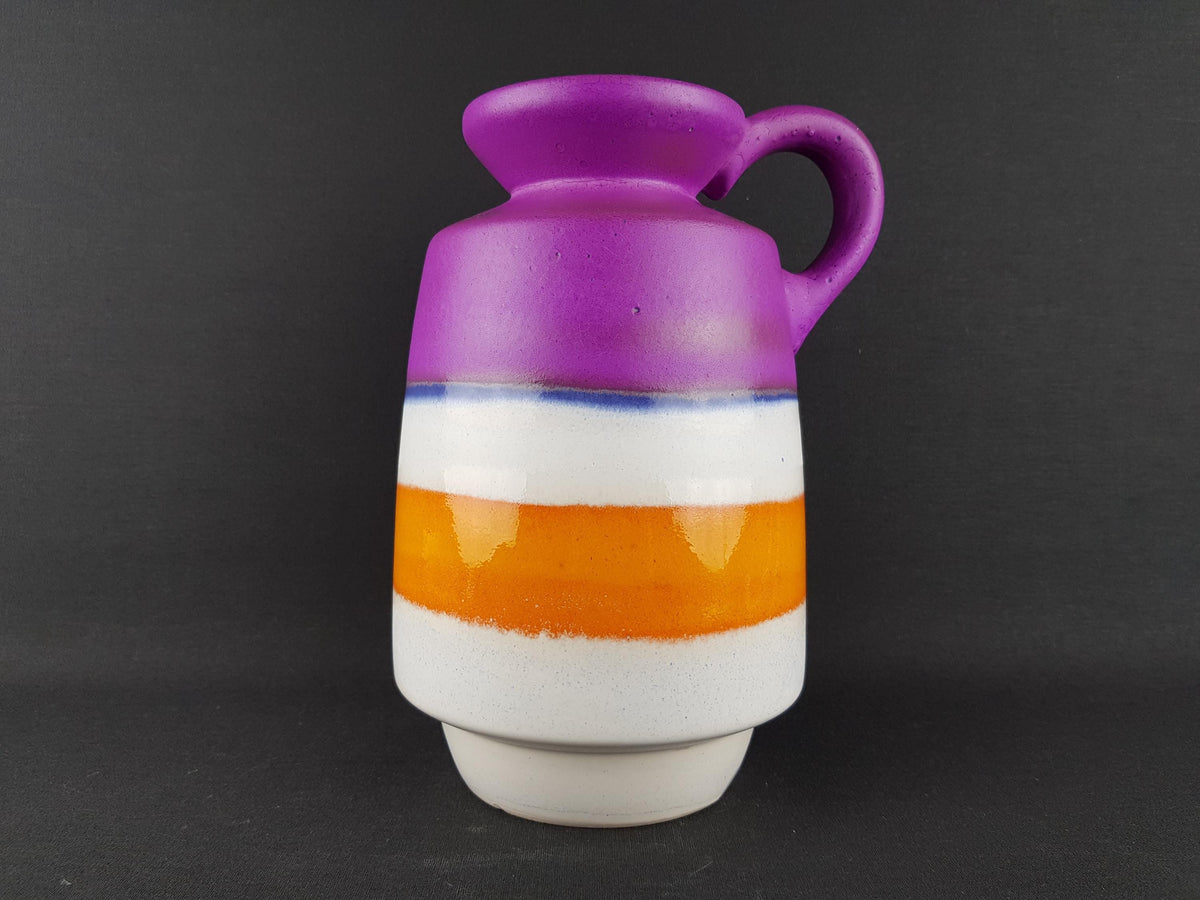 Vintage WALTHER BECHT Handled Purple, Orange and White Vase 668/2 West German Pottery 1970s Oberhessische Keramik