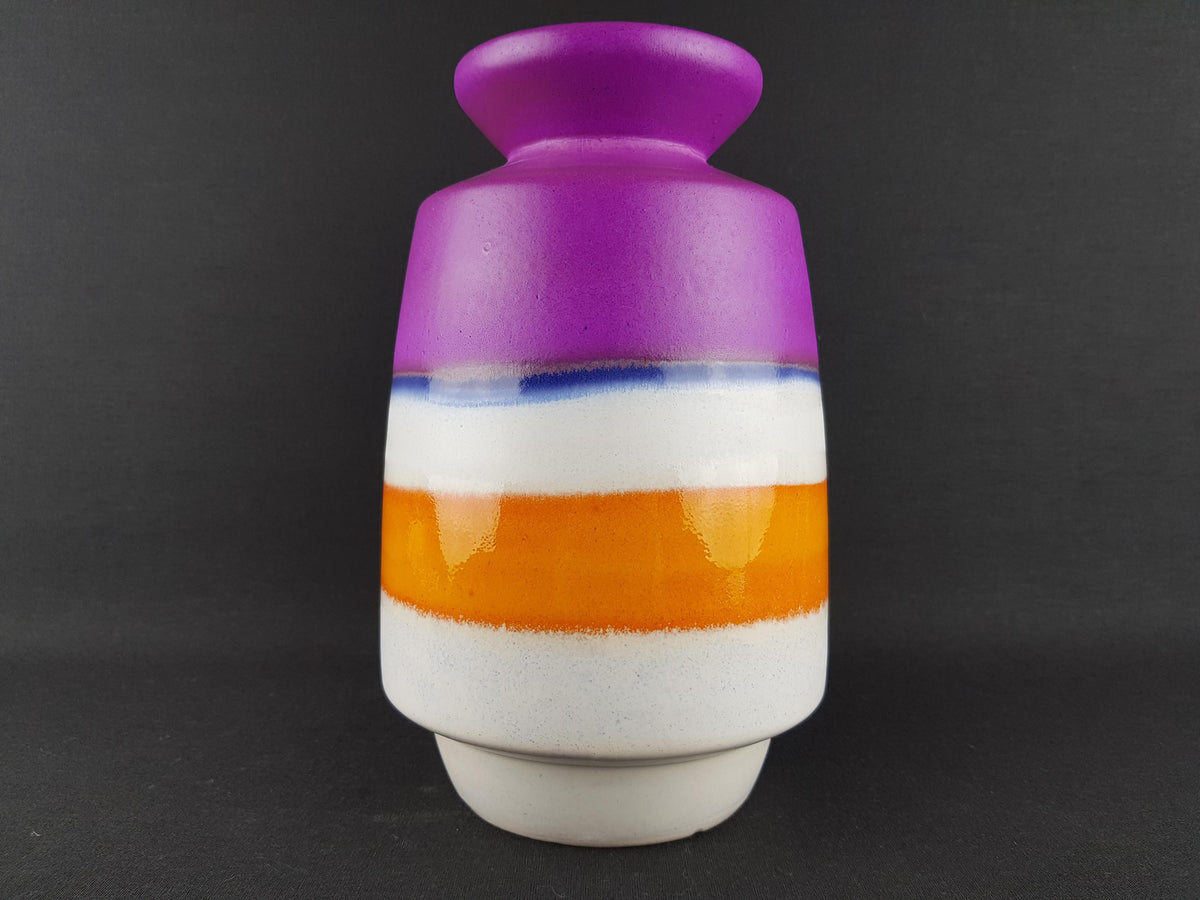 Vintage WALTHER BECHT Handled Purple, Orange and White Vase 668/2 West German Pottery 1970s Oberhessische Keramik