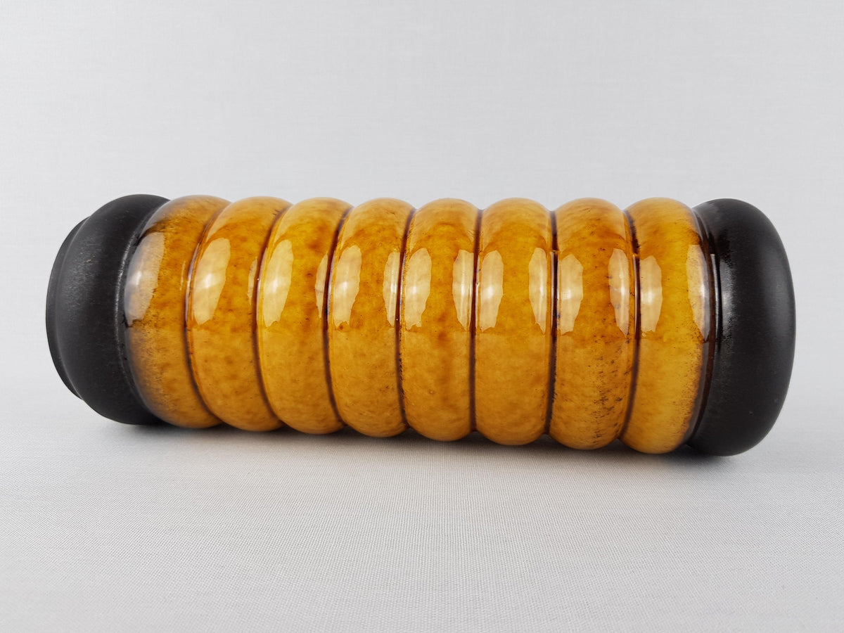 Vintage CARSTENS KERAMIK Ocher and Black Hooped Vase 0102-25 West German Pottery 1967s