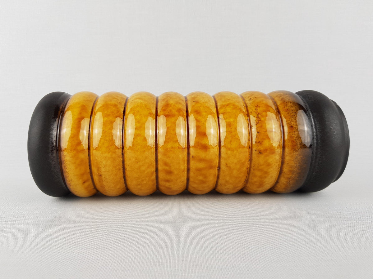 Vintage CARSTENS KERAMIK Ocher and Black Hooped Vase 0102-25 West German Pottery 1967s