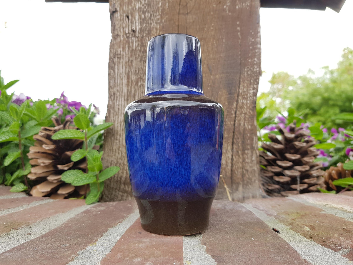 Vintage STEULER KERAMIK Blue Vase 157-15 West German Pottery 1960s