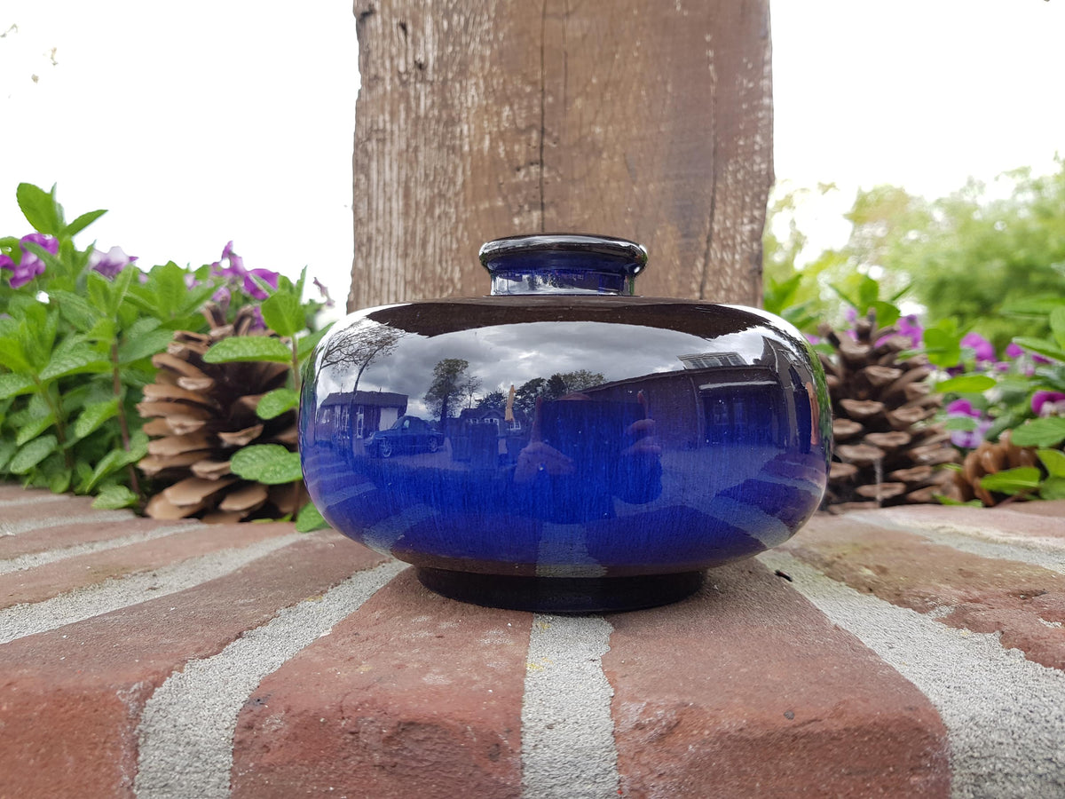 Vintage STEULER KERAMIK Glossy Ink Blue Vase 130-10 West German Pottery 1970s