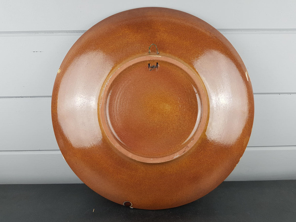 XXL MAREI KERAMIK (Majolikafabrik Rheinbach) Wall Plate Floral Decor West German Pottery 1970s
