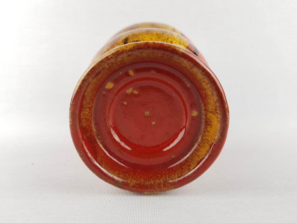 Vintage CARSTENS TONNIESHOF | Ceramic Red Candle Holder with Apple Decor | West German Pottery, 1970s | Fat Lava Era