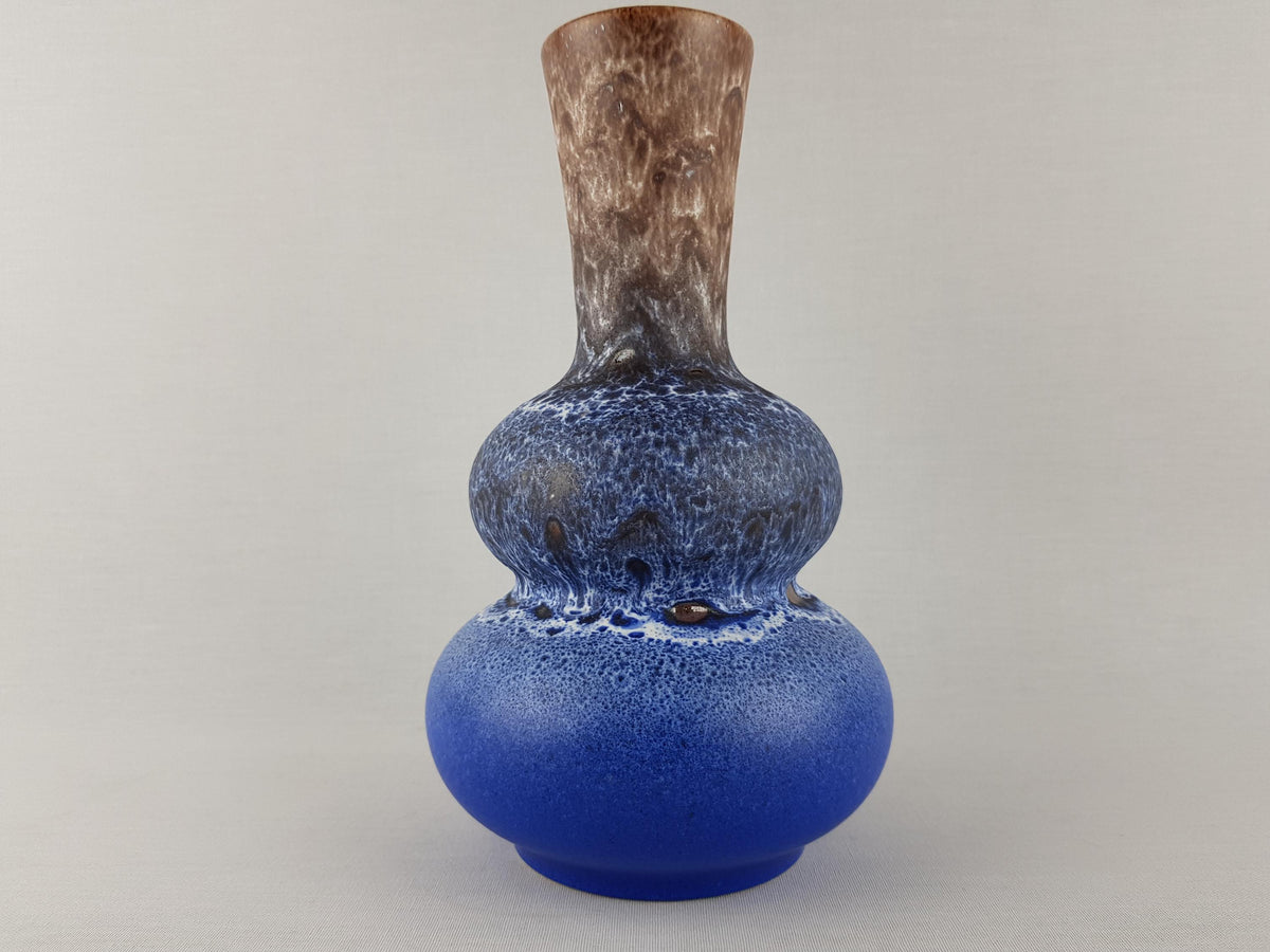 Vintage STEULER KERAMIK Blue and Brown Fat Lava Vase by Cari Zalloni 233-25 West German Pottery 1970s