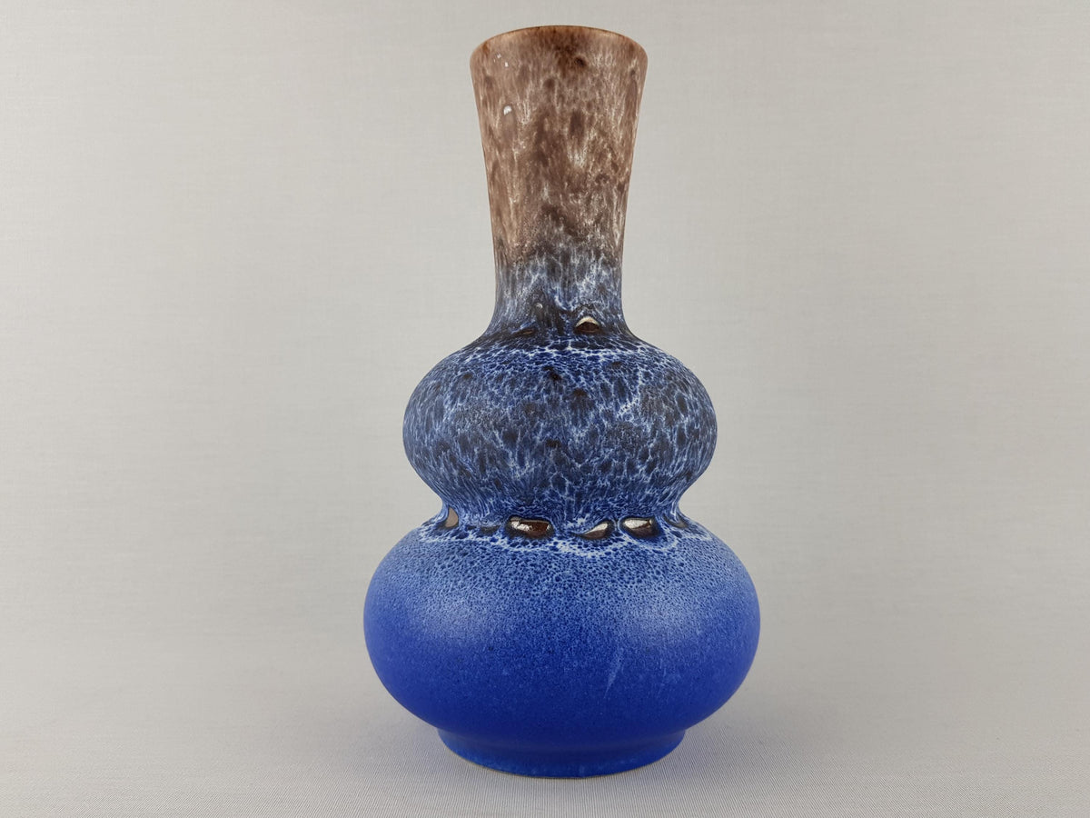 Vintage STEULER KERAMIK Blue and Brown Fat Lava Vase by Cari Zalloni 233-25 West German Pottery 1970s