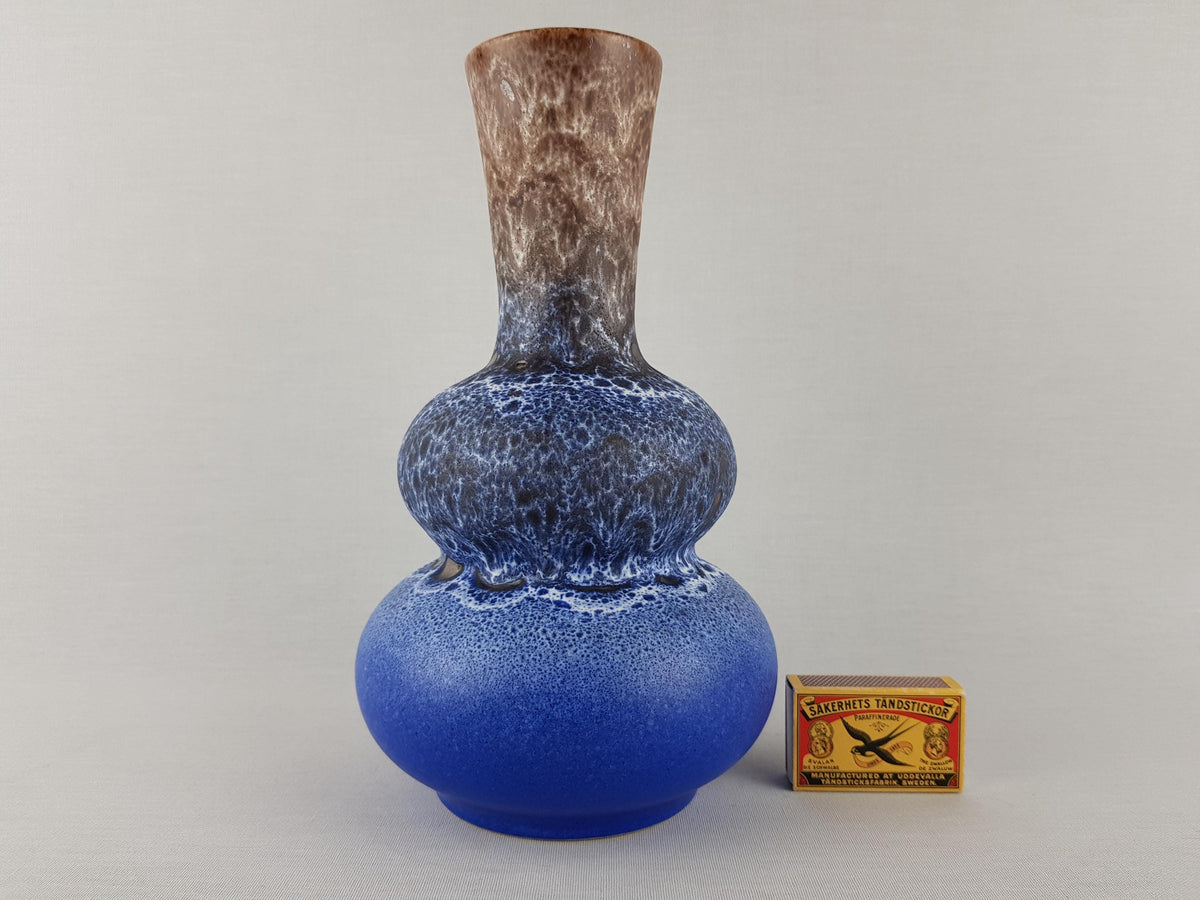 Vintage STEULER KERAMIK Blue and Brown Fat Lava Vase by Cari Zalloni 233-25 West German Pottery 1970s