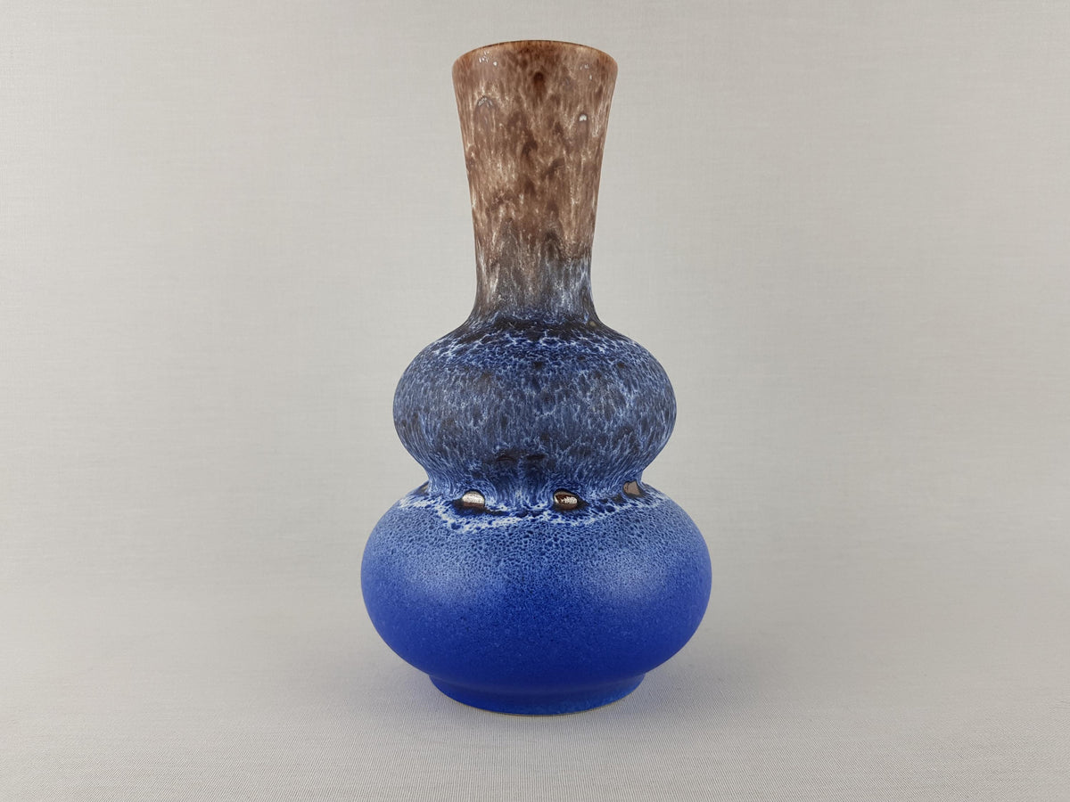 Vintage STEULER KERAMIK Blue and Brown Fat Lava Vase by Cari Zalloni 233-25 West German Pottery 1970s