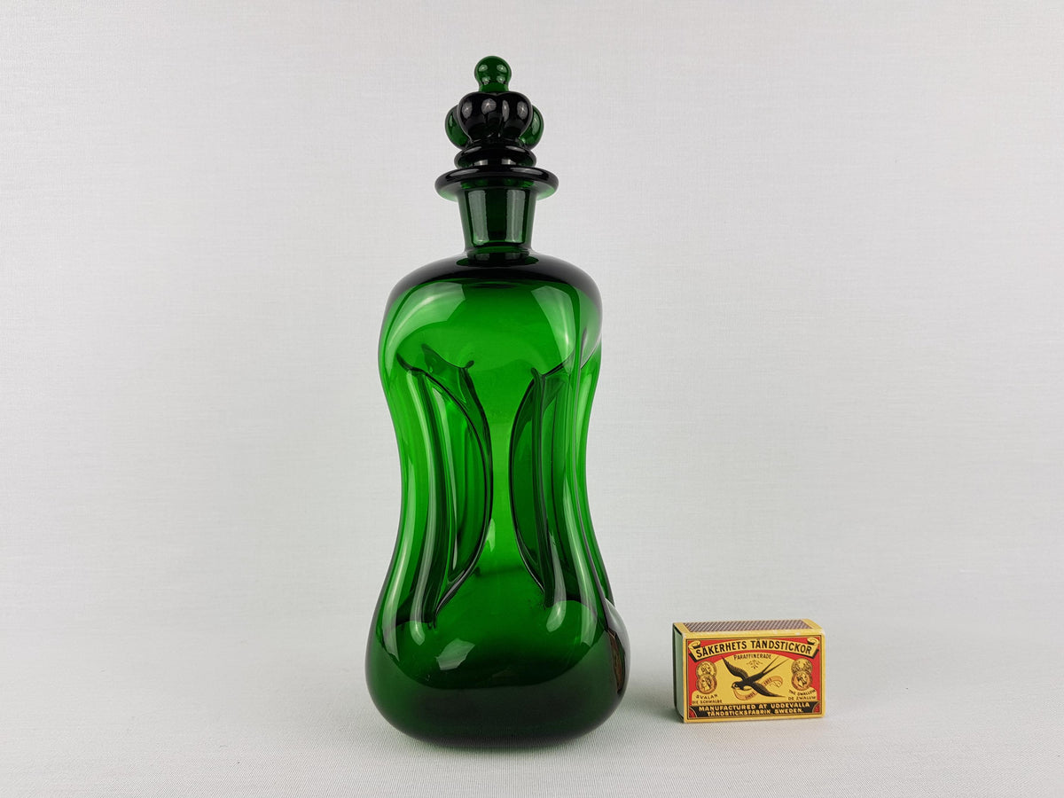 Vintage HOLMEGAARD Green Kluk Kluk Glass Decanter by Jacob Bang Denmark 1970s