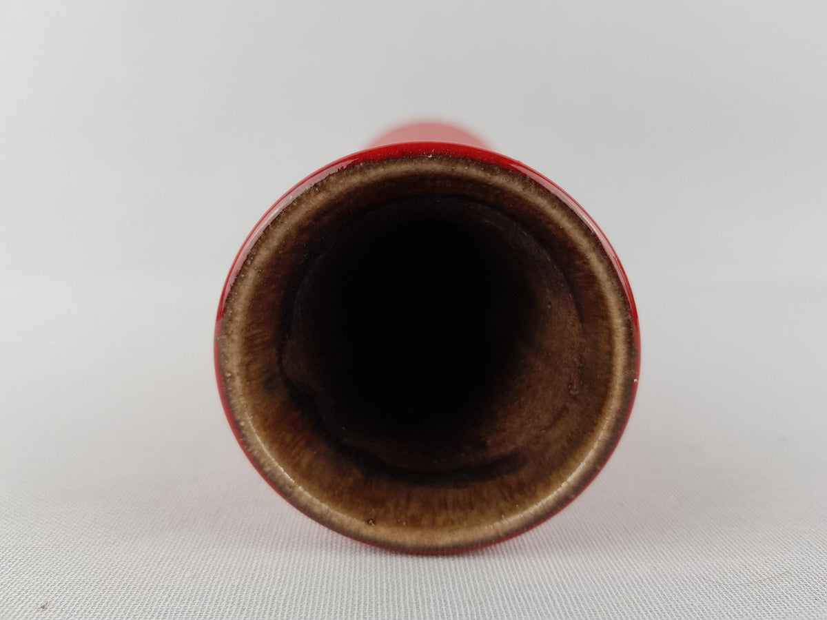 Vintage STEULER KERAMIK Tapered Hourglass Red Vase 4125 4 West German Pottery 1950s