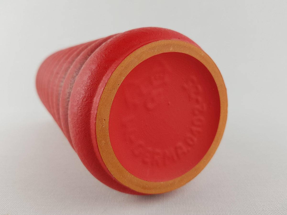 Vintage CARSTENS KERAMIK Red Hooped Vase 0102-25 West German Pottery 1967s