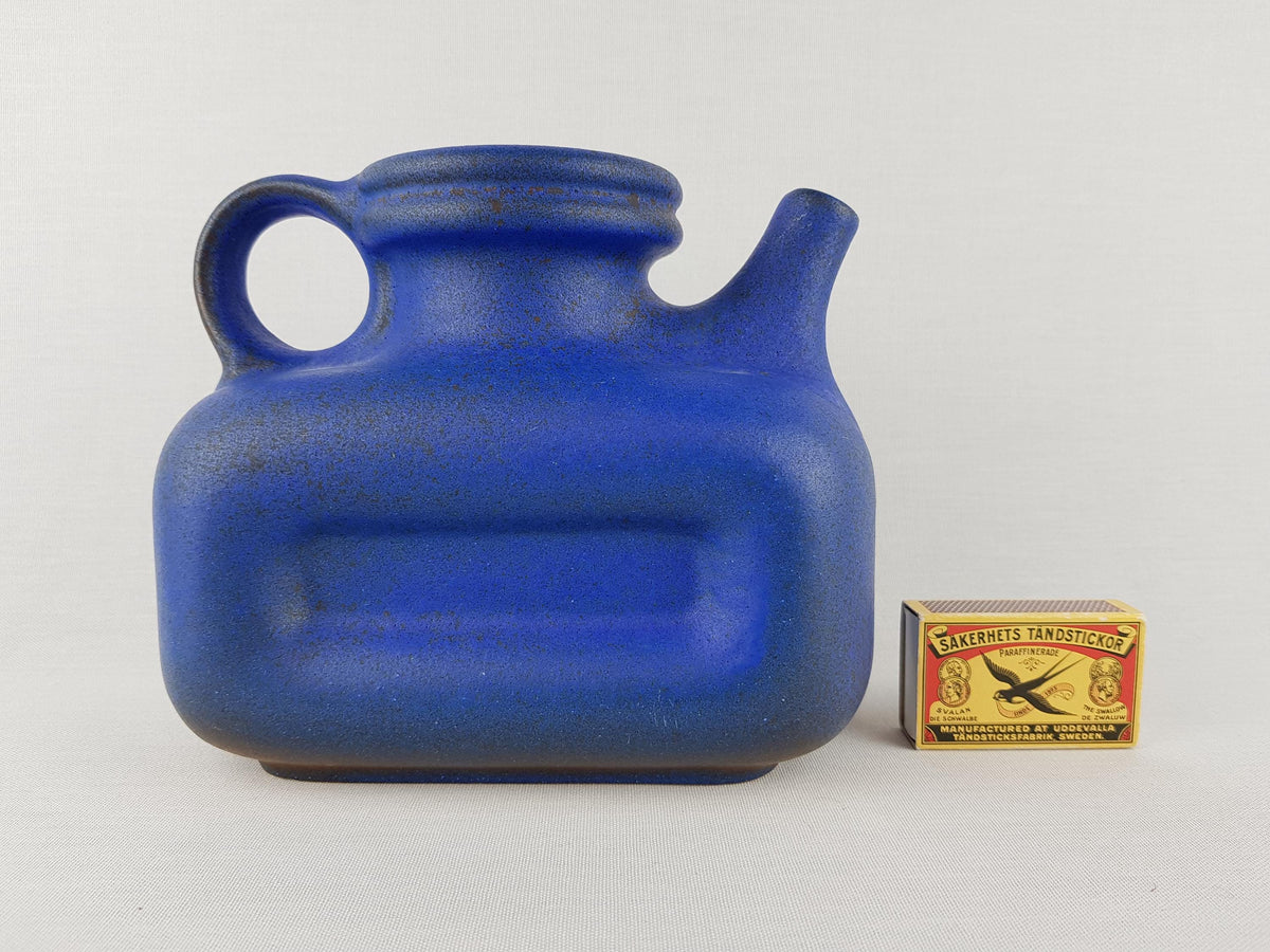 Vintage STEULER KERAMIK Matte Blue Watering Can/ Vase 445-15 | West German Pottery 1974s by Cari Zalloni