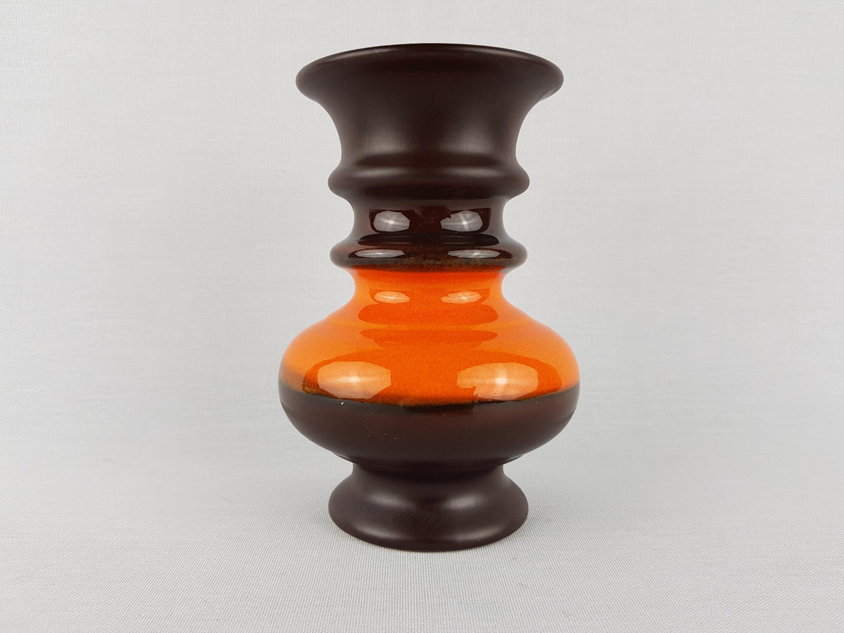 Vintage GOUDA MODICA Brown and Orange Vase Dutch Pottery 1970s