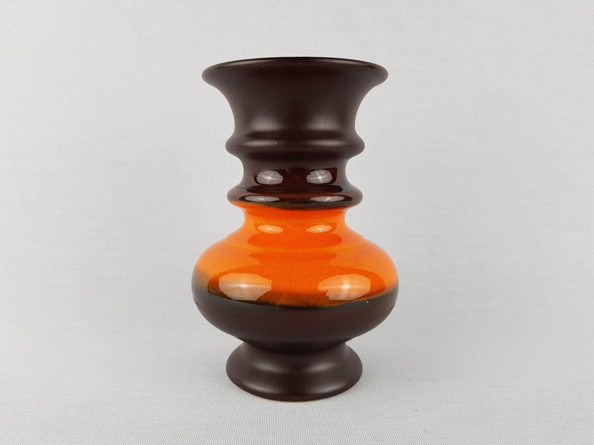 Vintage GOUDA MODICA Brown and Orange Vase Dutch Pottery 1970s