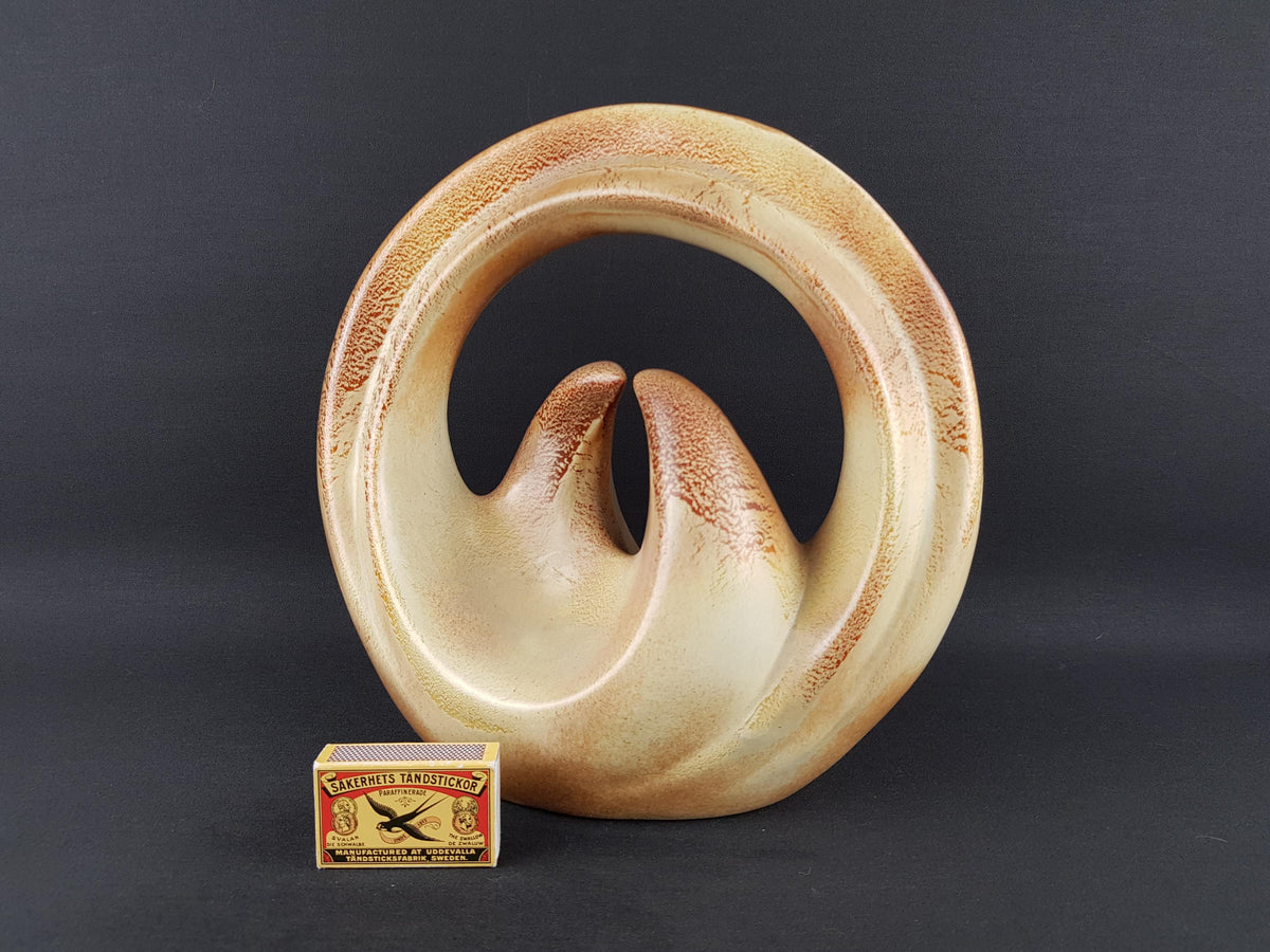Vintage Elegant Roberto Rigon Abstract Ceramic Vase with "Strappante" Decor– Mid-Century Modern Style 1970's