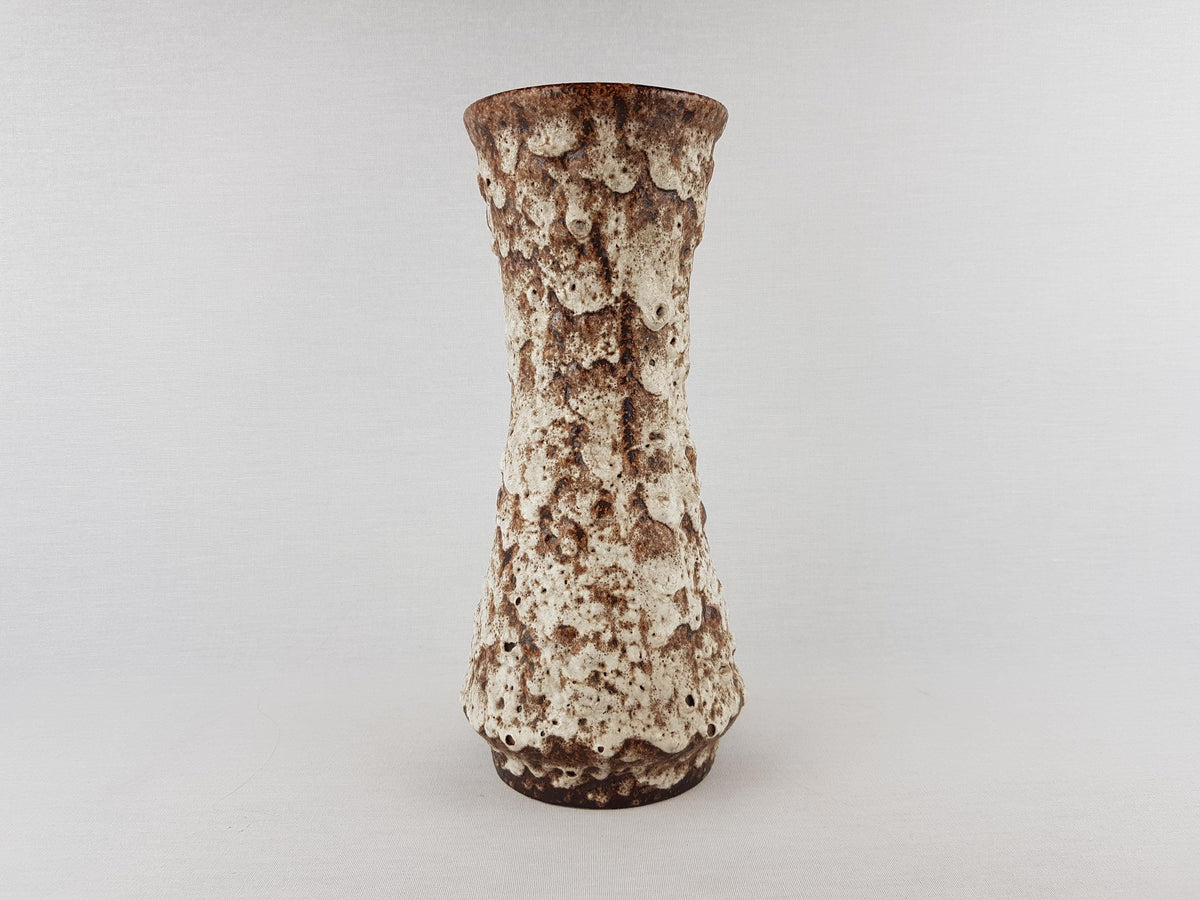 Vintage STEIN KERAMIK Brown and White Fat Lava Vase 27-30 – West German Pottery – 1970s
