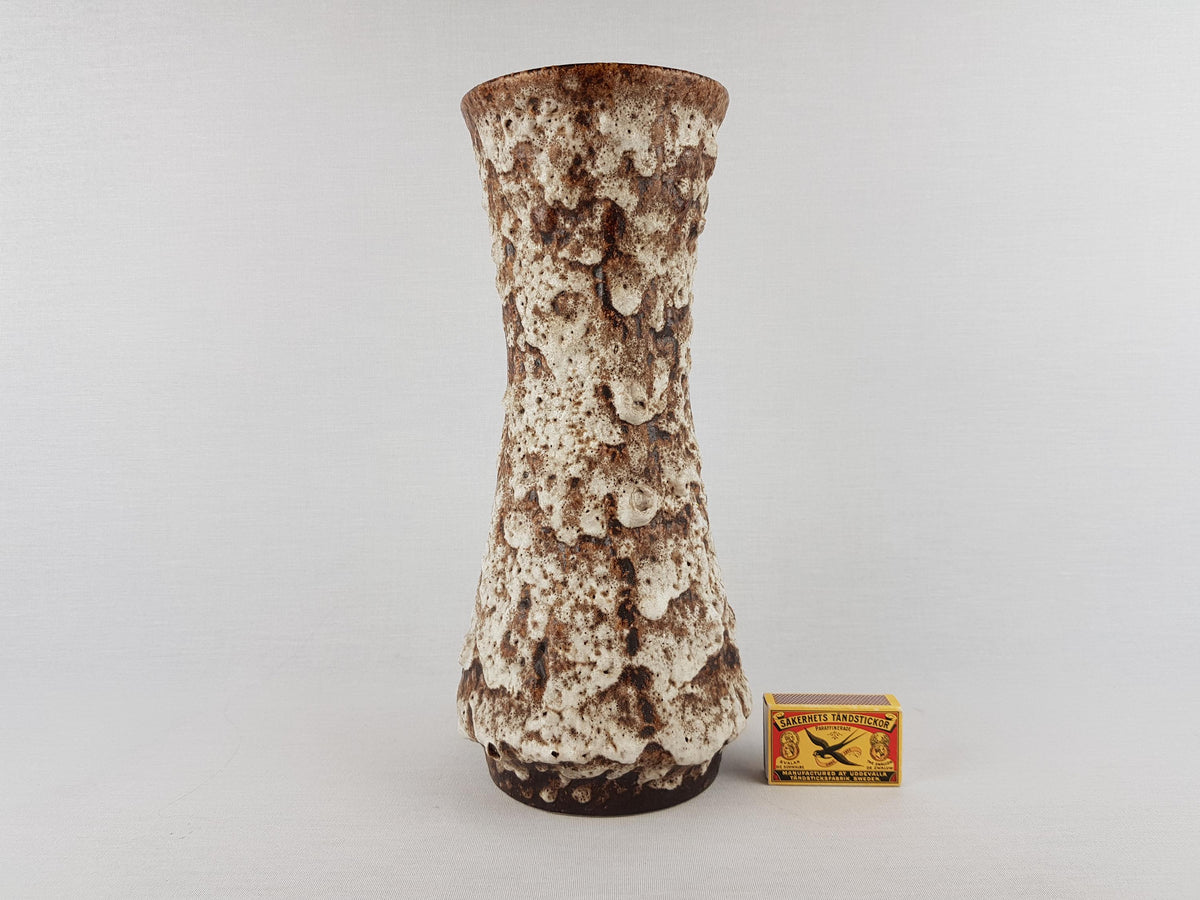 Vintage STEIN KERAMIK Brown and White Fat Lava Vase 27-30 – West German Pottery – 1970s