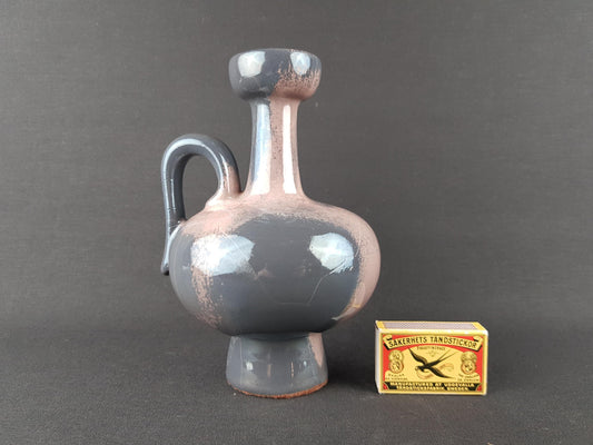 Vintage OTTO KERAMIK Handled Pink Gray Vase West German Pottery 1970-80s
