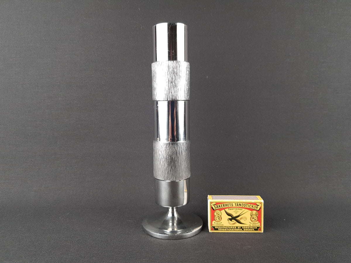 Vintage Brutalist BMF (Bayerische Metallwaren Fabrik) Metal Cylinder Steel Vase from West Germany 1960-70s