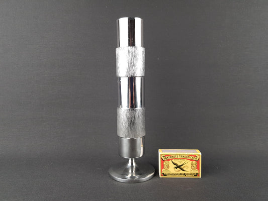 Vintage Brutalist BMF (Bayerische Metallwaren Fabrik) Metal Cylinder Steel Vase from West Germany 1960-70s
