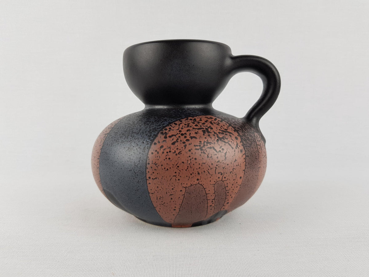 Rare Vintage STEULER KERAMIK Black and Brown Candleholder West German Pottery 1960s