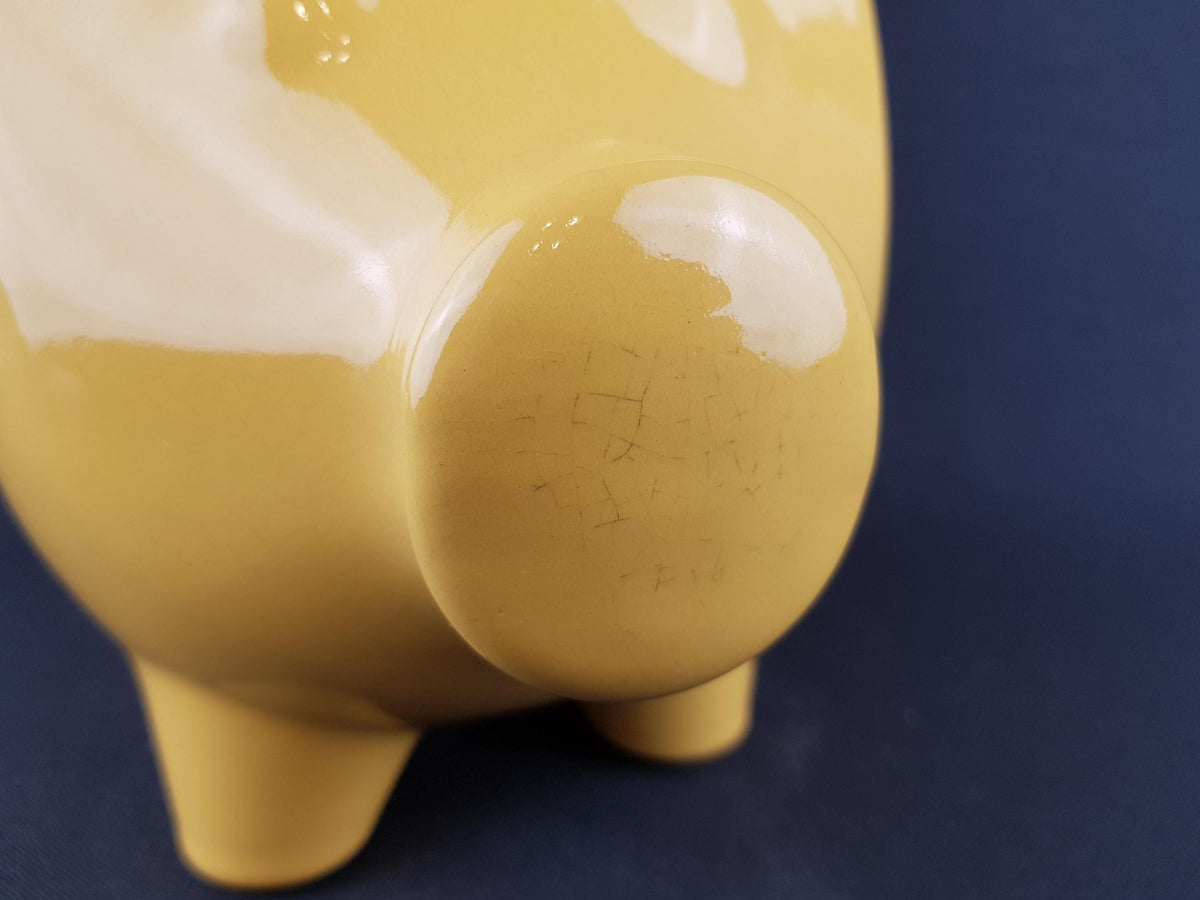 Vintage SCHEURICH KERAMIK Yellow Piggy Money Bank Large West German Pottery Fat Lava Era 1970s