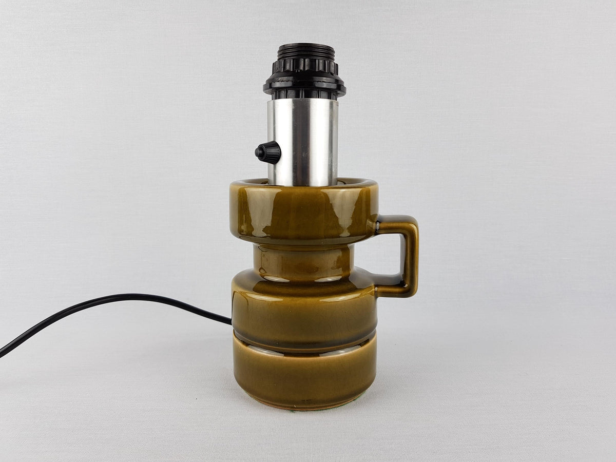 Vintage STEULER KERAMIK Olive Green Table Lamp by Cari Zalloni West German Pottery 1970s