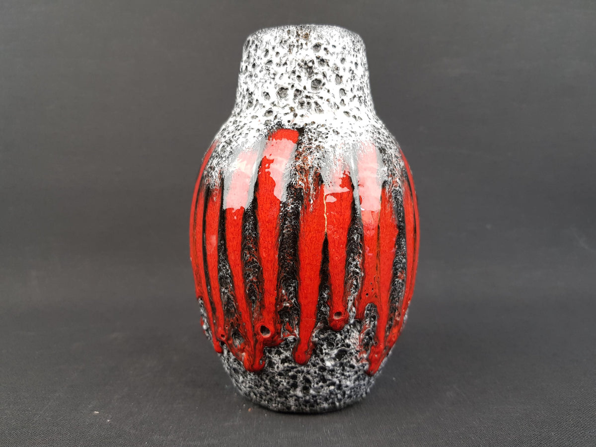 Vintage SCHEURICH KERAMIK Fat Lava Vase with Lora decor 414-16 West German Pottery 1960s