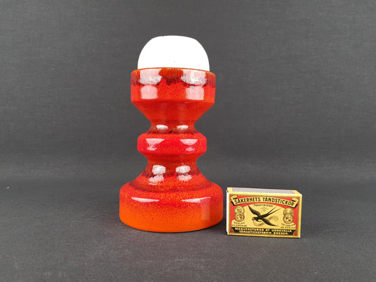 Vintage Reddish orange CANDLE HOLDER Italian Pottery 1960s 1970s