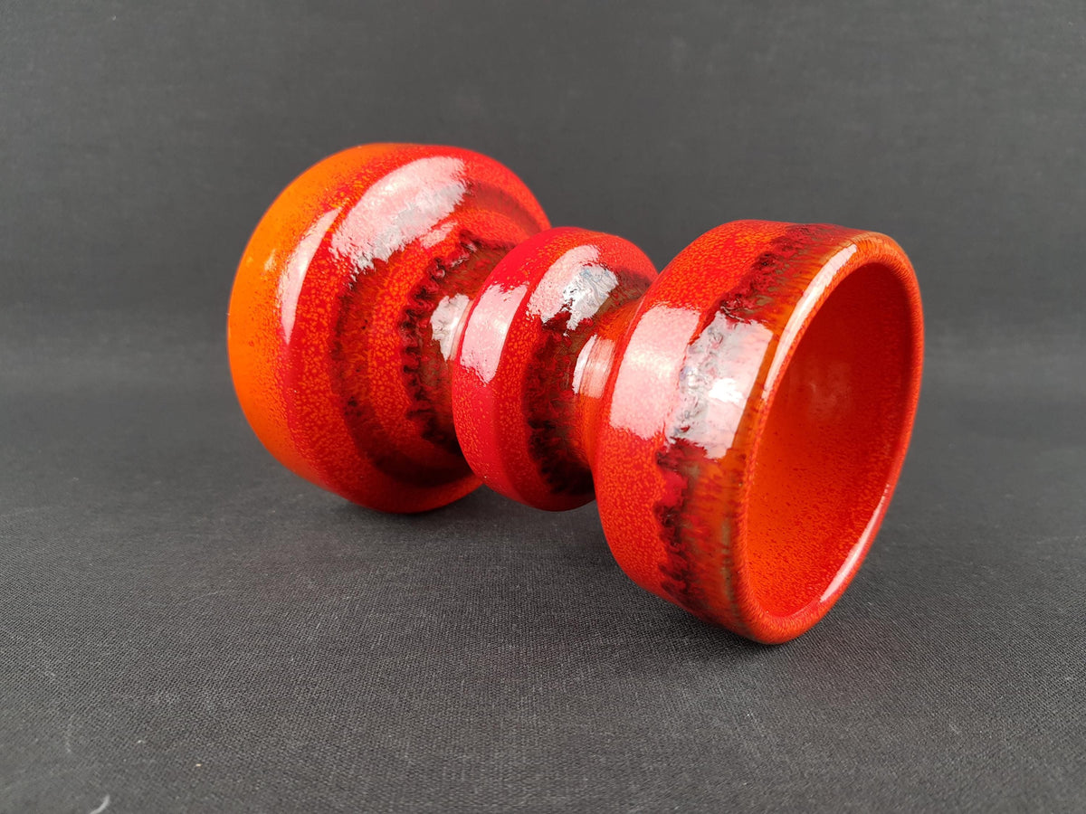 Vintage Reddish orange CANDLE HOLDER Italian Pottery 1960s 1970s