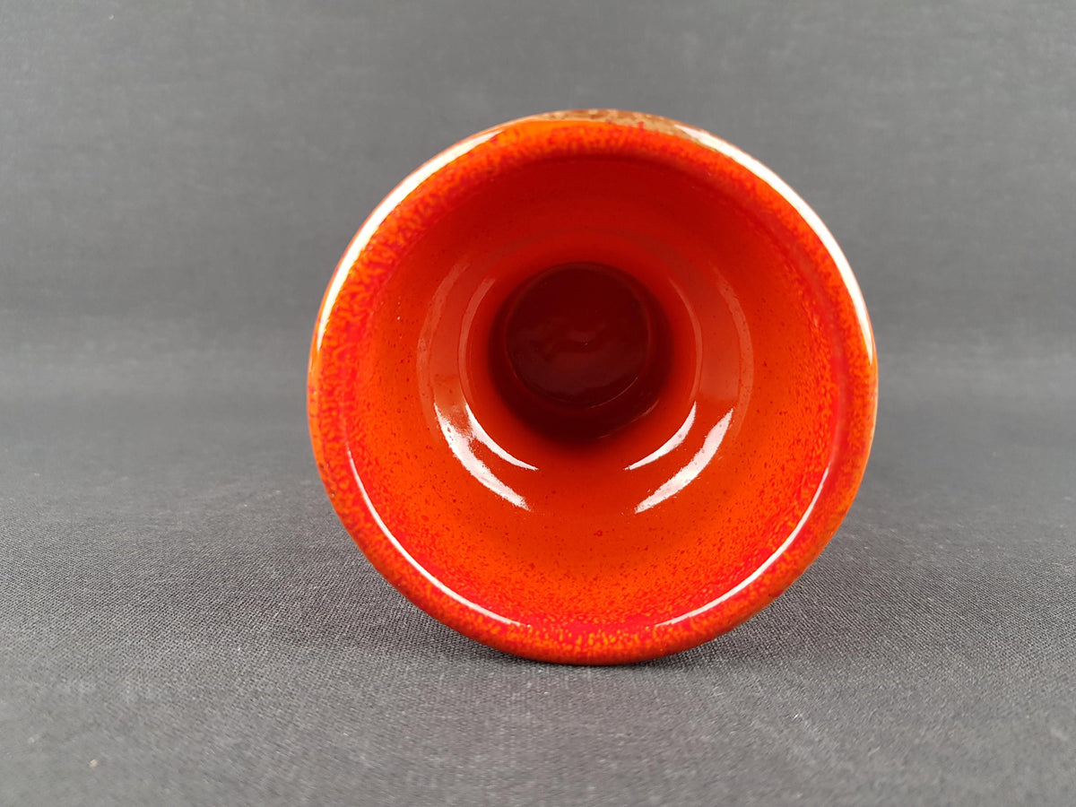 Vintage Reddish orange CANDLE HOLDER Italian Pottery 1960s 1970s