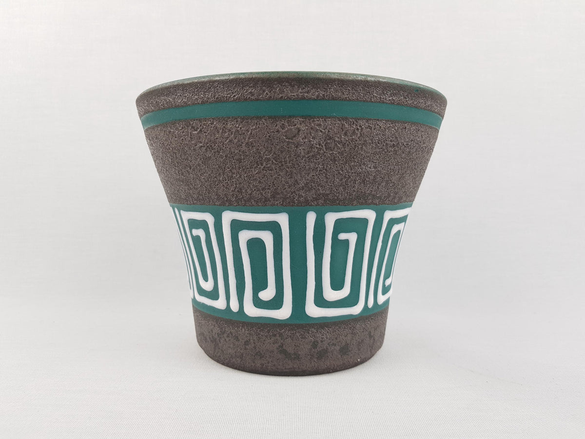 Vintage STEULER KERAMIK Teal and Gray Planter / Flower Pot 4204/2 West German Pottery 1958s