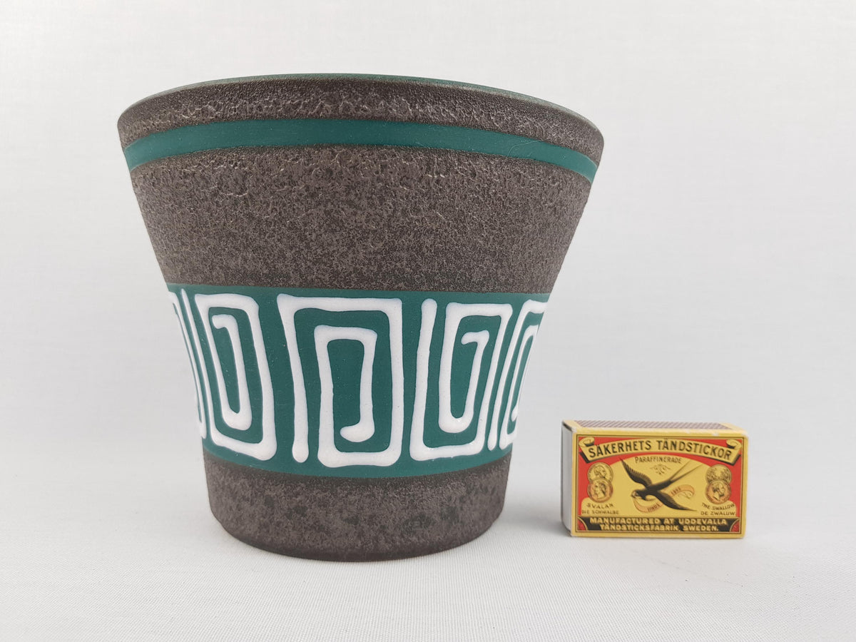 Vintage STEULER KERAMIK Teal and Gray Planter / Flower Pot 4204/2 West German Pottery 1958s