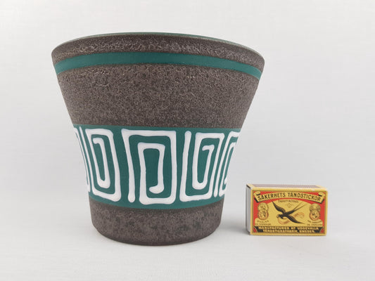 Vintage STEULER KERAMIK Teal and Gray Planter / Flower Pot 4204/2 West German Pottery 1958s