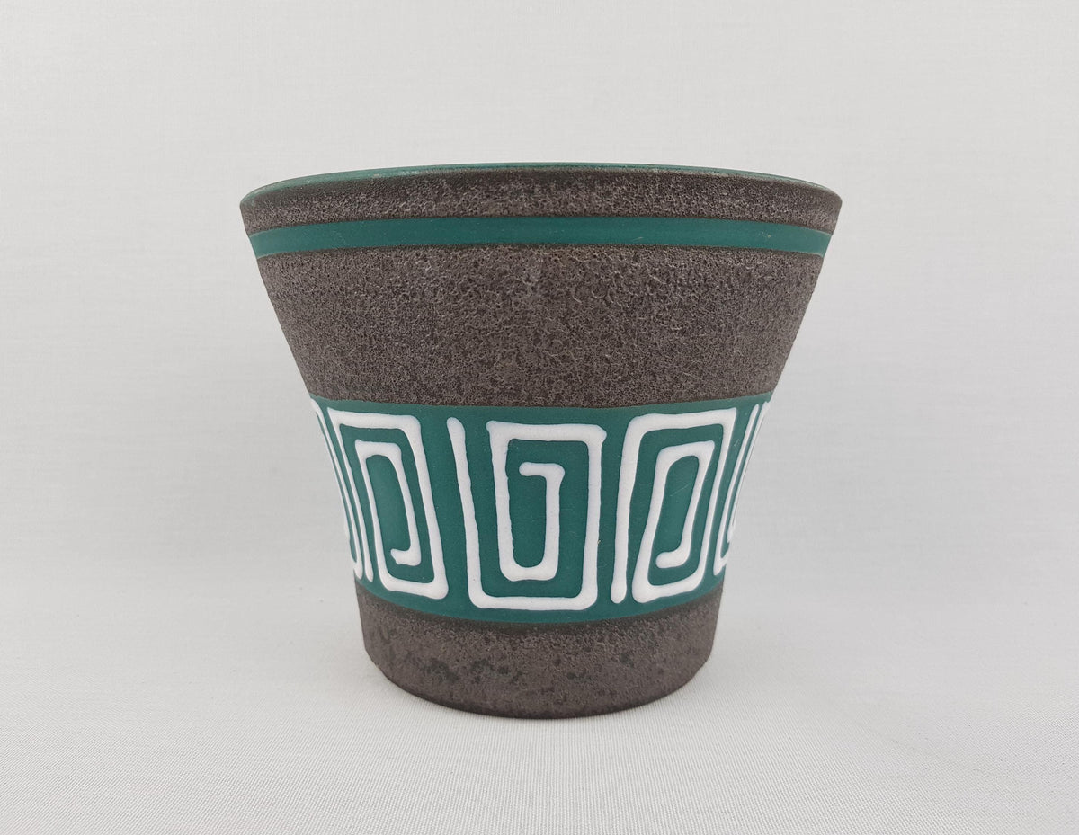 Vintage STEULER KERAMIK Teal and Gray Planter / Flower Pot 4204/2 West German Pottery 1958s