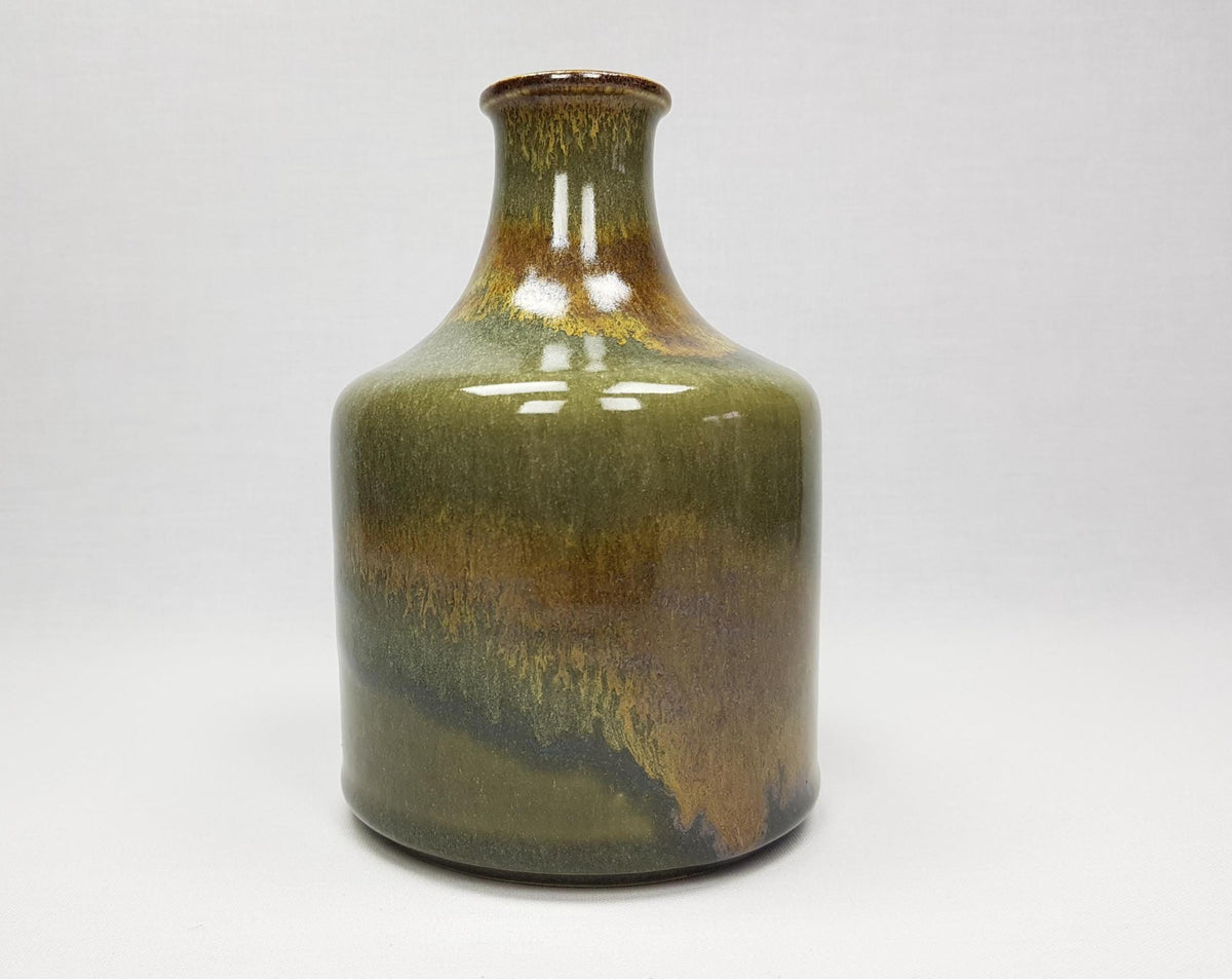 Vintage UWE LERCH Green and Brown Vase German Studio Pottery 1970s Germany
