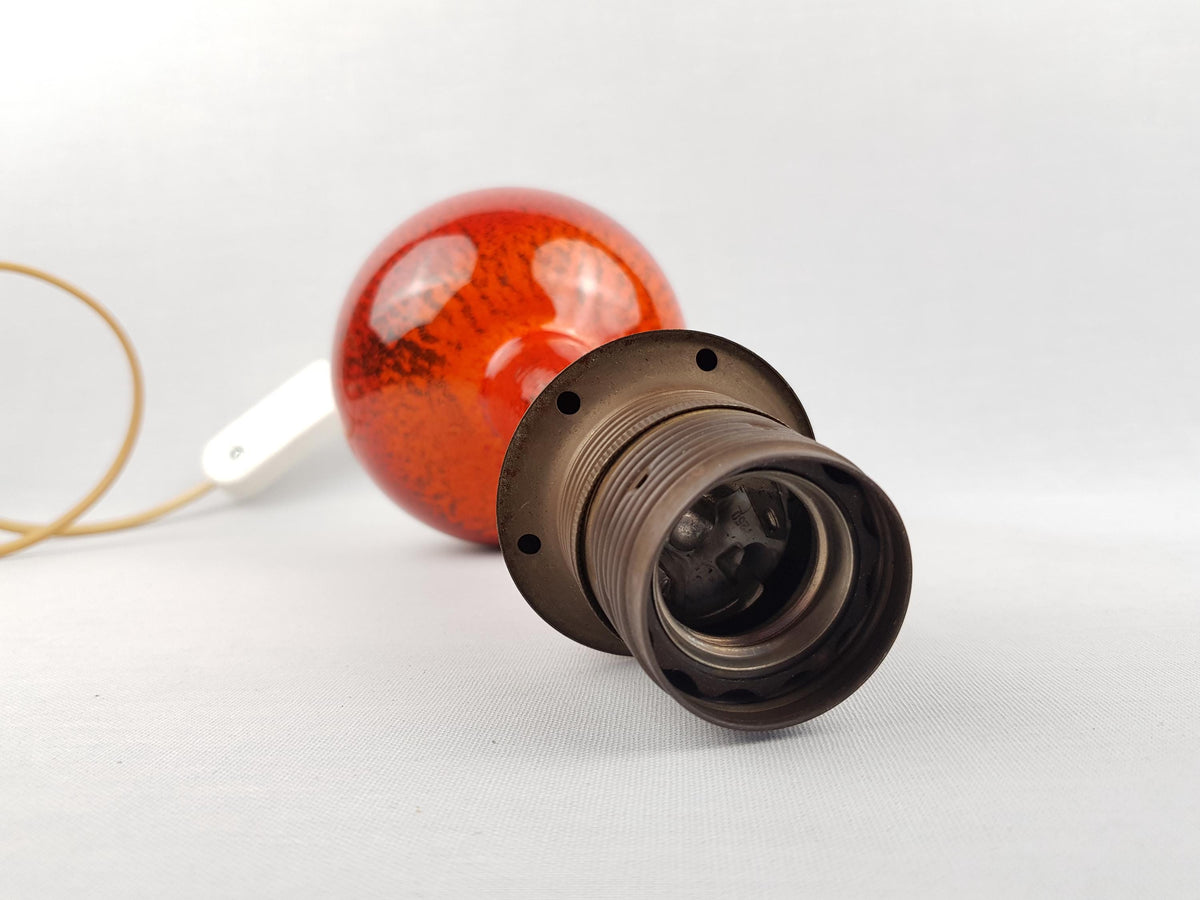 Vintage RUSCHA KERAMIK Red Orange Table Lamp West German Pottery 1960-70s