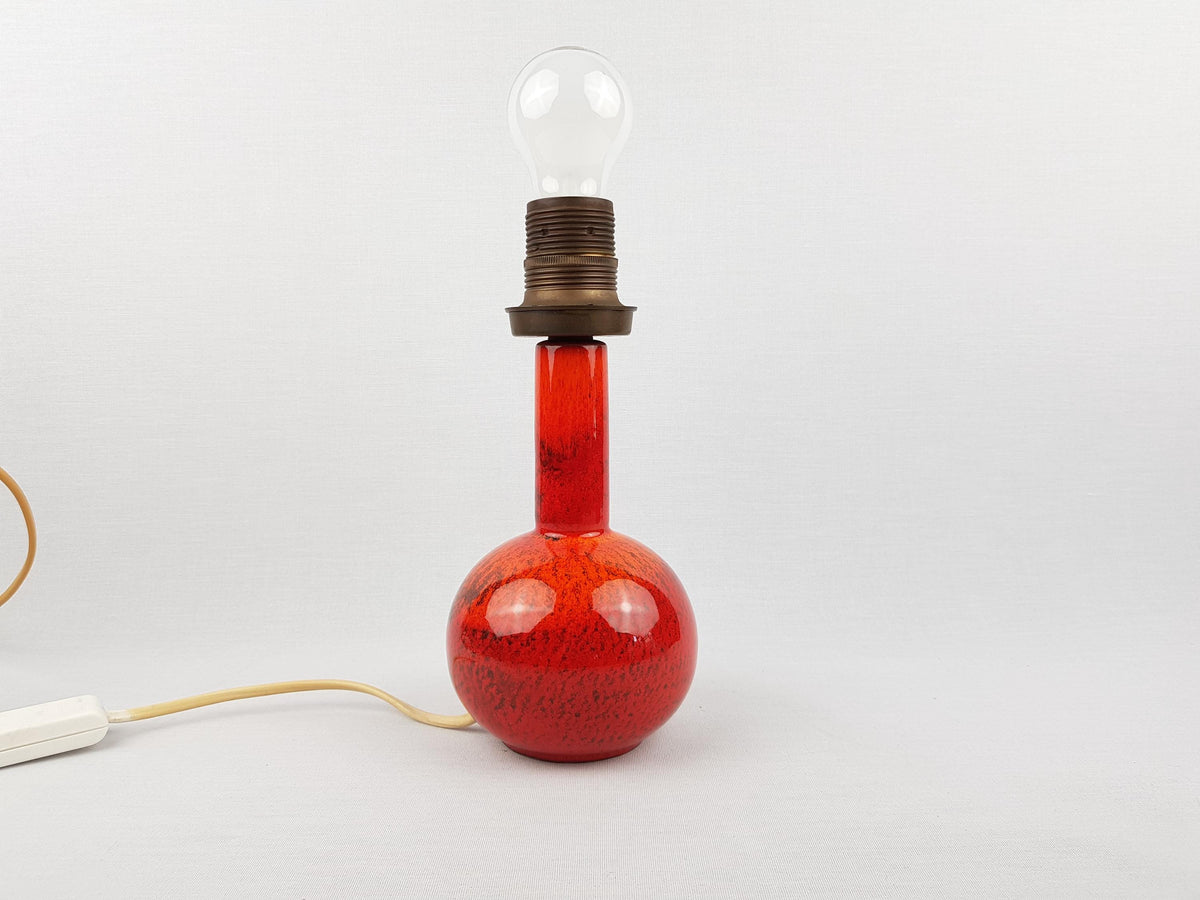 Vintage RUSCHA KERAMIK Red Orange Table Lamp West German Pottery 1960-70s